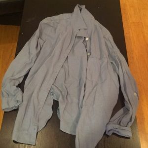 Light blue/grey aerie button down beach shirt .